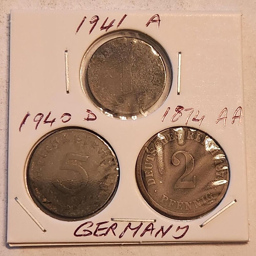 LOT OF THREE
German coins Including
- 1940 D...